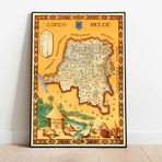 Pegziz pgzzNM2405 Kongo Cumhuriyeti Haritası Sanatsal Duvar Dekorasyon Poster 60x90cm.