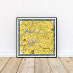 Pegziz pgzzNM2428 Amerika Yosemite Ulusal Parkı Haritası Sanatsal Duvar Dekorasyon Poster 60x60cm.
