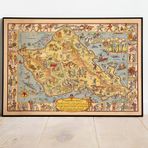 Pegziz pgzzNM2442 Amerika Oahu Adası Haritası Sanatsal Duvar Dekorasyon Poster 60x90cm.