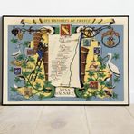 Pegziz pgzzNM2491 Fransa Şarapları Haritası Sanatsal Duvar Dekorasyon Poster 60x90cm.