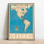 Pegziz pgzzNM2504 Amerika Kıtası Haritası Sanatsal Duvar Dekorasyon Poster 60x90cm.