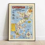 Pegziz pgzzNM2507 Okinawa Adası Haritası Sanatsal Duvar Dekorasyon Poster 60x90cm.