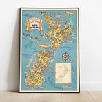 Pegziz pgzzNM2508 Yeni Zelanda Haritası Sanatsal Duvar Dekorasyon Poster 60x90cm.