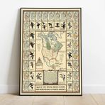 Pegziz pgzzNM2576 Kuzey Amerika Ördek Türleri Haritası Sanatsal Duvar Dekorasyon Poster 60x90cm.
