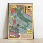 Pegziz pgzzNM2608 2. Dünya Savaşı İtalya Haritası Sanatsal Duvar Dekorasyon Poster 60x90cm.