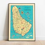 Pegziz pgzzNM2626 Barbados Haritası Sanatsal Duvar Dekorasyon Poster 60x90cm.