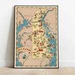 Pegziz pgzzNM2628 Amerika Delaware Eyaleti Haritası Sanatsal Duvar Dekorasyon Poster 60x90cm.