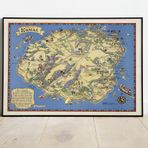 Pegziz pgzzNM2644 Kauai Adası Haritası Sanatsal Duvar Dekorasyon Poster 60x90cm.