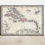 Pegziz pgzzNM2737 Karayipler Haritası Sanatsal Duvar Dekorasyon Poster 60x90cm.