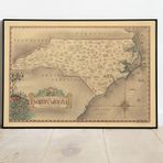 Pegziz pgzzNM2781 Kuzey Karolina Haritası Sanatsal Duvar Dekorasyon Poster 60x90cm.