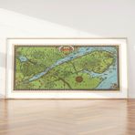 Pegziz pgzzNM2795 Kanada Gaspe Körfezi Haritası Sanatsal Duvar Dekorasyon Poster 60x90cm.