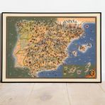 Pegziz pgzzNM2798 İspanya 1959 Haritası Sanatsal Duvar Dekorasyon Poster 60x90cm.