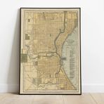 Pegziz pgzzNM2804 Amerika Milwaukee Haritası Sanatsal Duvar Dekorasyon Poster 60x90cm.