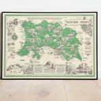 Pegziz pgzzNM2837 Amerika Jersey Adası Eski Şehir Haritası Sanatsal Duvar Dekorasyon Poster 60x90cm.