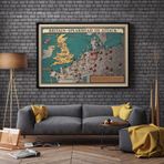 Pegziz pgzzNM2931 2. Dünya Savaşı Büyük Britanya Haritası Sanatsal Duvar Dekorasyon Poster 60x90cm.