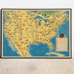 Pegziz pgzzNM3091 Amerika 1936 Haritası Sanatsal Duvar Dekorasyon Poster 60x90cm.