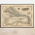 Pegziz pgzzNM3133 Karayip Adaları Haritası Sanatsal Duvar Dekorasyon Poster 60x90cm.