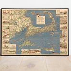 Pegziz pgzzNM3156 Amerika Cod Burnu 1940 Haritası Sanatsal Duvar Dekorasyon Poster 60x90cm.