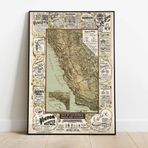 Pegziz pgzzNM3261 Kaliforniya Bisiklet Yolları Haritası Sanatsal Duvar Dekorasyon Poster 60x90cm.