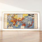 Pegziz pgzzNM683 2. Dünya Savaşı Olayları Dünya Haritası Sanatsal Duvar Dekorasyon Poster 40x100cm.