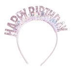 Pejlnd Happy Birthday Kafa Bandı Pembe - 1 Adet Parlak Gökkuşağı Püskül Doğum Günü Kız Kafa Bandı Doğum Günü Tiara Taç Saç Aksesuarları Kadınlar Kızlar Erkek Çocuklar için Hediyeler Doğum Günü Partisi