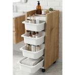 Peka 4 Sepetli Tekerlekli Banyo Dolabı Çok Amaçlı Düzenleyici Mutfak Organizer - 00 Beyaz