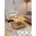 Peka Kare Orta Sehpa Ahşap Ayaklı Sehpa Iki Raflı Sehpa Dekoratif Sehpa Gazetelikli - Safir Meşe-60X60