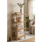 Peka Raf Sayısı Seçilebilir Çok Amaçlı Raf Kitaplık Demonte Modüler Raf 40X30CM Meşe - Safir Meşe - 4 Raflı