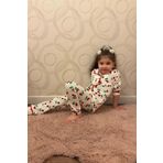 peki baby&kids Çocuk 5 Ekle 4 Öde Kirazlı Kiraz Anne Kız Aile Konsept Pijama Takım Pamuk Yılbaşı Hediyelik 15515