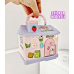 Pekibu Ev Tasarım Çocuk Kumbara Kilitli Pembe Renk (Sticker Hediyeli)
