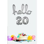 PEKSHOP 20 Yaş Doğum Günü Balonları - Hello 20 El Yazısı Gümüş Renk Folyo Balon