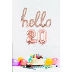 PEKSHOP 20 Yaş Doğum Günü Balonları - Hello 20 El Yazısı Rose Gold Renk Folyo Balon