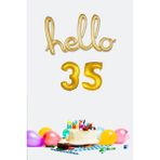 Pekshop 35 Yaş Doğum Günü Balonları - Hello 35 El Yazısı Gold Renk Folyo Balon - Altın