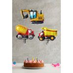 Pekshop 3lü Inşaat Balonları Mini Kepçe Kamyon Beton Mikser Balonları - Çok Renkli - 1 Adet