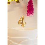Pekshop 4 Yaş Gold Mum Rakam Pasta Mumu Yaş Mum Gold Renk - Metalik Altın - 1 Adet