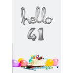 PEKSHOP 41 Yaş Doğum Günü Balonları - Hello 41 El Yazısı Gümüş Renk Folyo Balon
