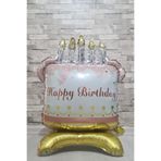 PEKSHOP Ayaklı Doğum Günü Pastası Folyo Balon Mumlu Happy Birthday Pasta Balon