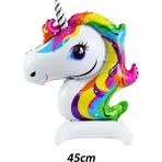 Pekshop Ayaklı Unicorn Folyo Balon Dik Durabilen Masa Üstü Boy Balon 45CM - Çok Renkli