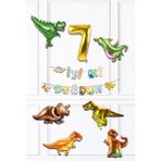 Pekshop Dinazor Tema Doğum Günü Balon Zinciri Seti Yaş Doğum Günü 6lı Dinozor Balon Banner Seti - 7