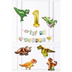 Pekshop Dinazor Tema Doğum Günü Balon Zinciri Seti Yaş Doğum Günü 6lı Dinozor Balon Banner Seti - Renkli - 1