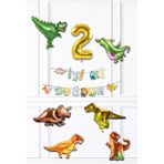 Pekshop Dinazor Tema Doğum Günü Balon Zinciri Seti Yaş Doğum Günü 6lı Dinozor Balon Banner Seti - Renkli - 2