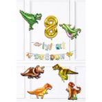 Pekshop Dinazor Tema Doğum Günü Balon Zinciri Seti Yaş Doğum Günü 6lı Dinozor Balon Banner Seti - Renkli - 8