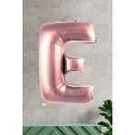Pekshop E Harfi Rose Gold Folyo Balon 100 cm 40 Inç 1 Metre Baş Harf Balon - Renkli