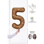 Pekshop Fiyonklu Retro Çikolata Kahve Rakam Balon 80 cm Fiyonk Kurdeleli - Kahverengi - 5