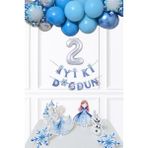 Pekshop Frozen Elsa Tema Doğum Günü Balon Zinciri Seti Masa Üstü Panolar Karlar Ülkesi Konsept Yaş Doğum Günü Balonları - Çok Renkli - 2