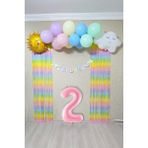 Pekshop Gökkuşağı Konsept Pembe Yaş Balonu Parti Süeleme Seti Balon Zinciri Seti - 2