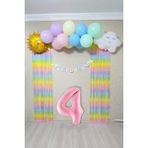 Pekshop Gökkuşağı Konsept Pembe Yaş Balonu Parti Süeleme Seti Balon Zinciri Seti - 4