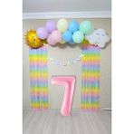 Pekshop Gökkuşağı Konsept Pembe Yaş Balonu Parti Süeleme Seti Balon Zinciri Seti - 7