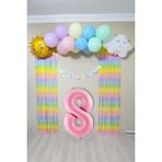 Pekshop Gökkuşağı Konsept Pembe Yaş Balonu Parti Süeleme Seti Balon Zinciri Seti - 8