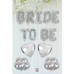 PEKSHOP Gümüş Bride To Be Folyo Balon Seti - Bekarlığa Veda Bride Partisi Balon Süsleme Büyük GÜMÜŞ